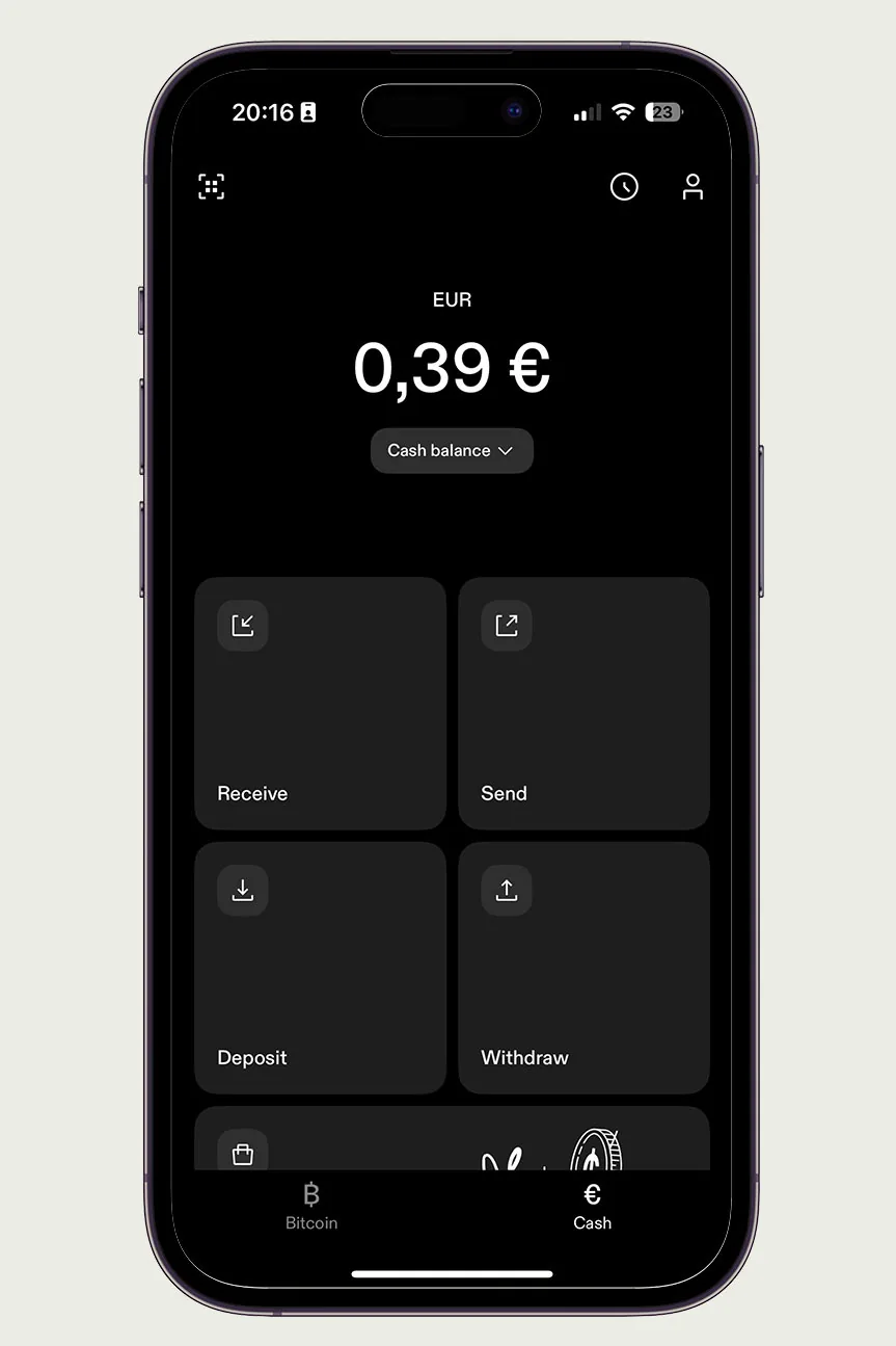 Strike App Screenshot: Kontoseite